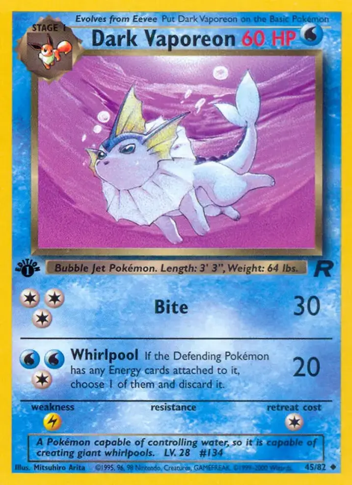 Dark Vaporeon  Single: Pokemon Team Rocket Einzelkarte