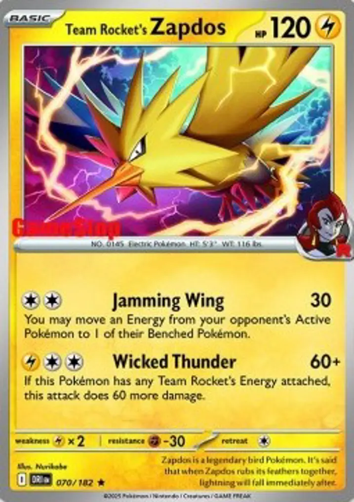 Team Rocket's Zapdos  Single: Pokemon Destined Rivals: Additionals Einzelkarte