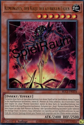 Kumongous, the Sticky String Kaiju (V.1 - Ultra Rare) Single: Yu-Gi-Oh! Battles of Legend: Chapter 1 Einzelkarte