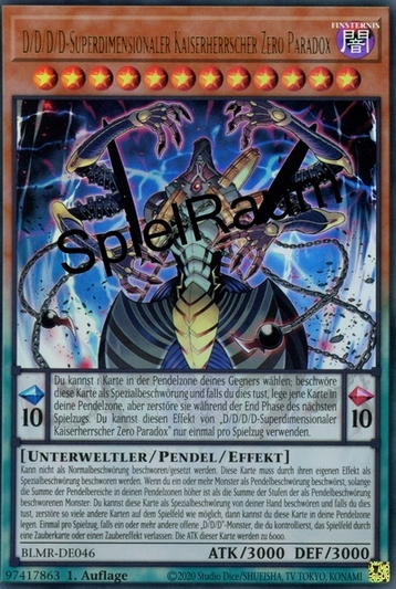 D/D/D/D Super-Dimensional Sovereign Emperor Zero Paradox Single: Yu-Gi-Oh! Battles of Legend: Monstrous Revenge Einzelkarte