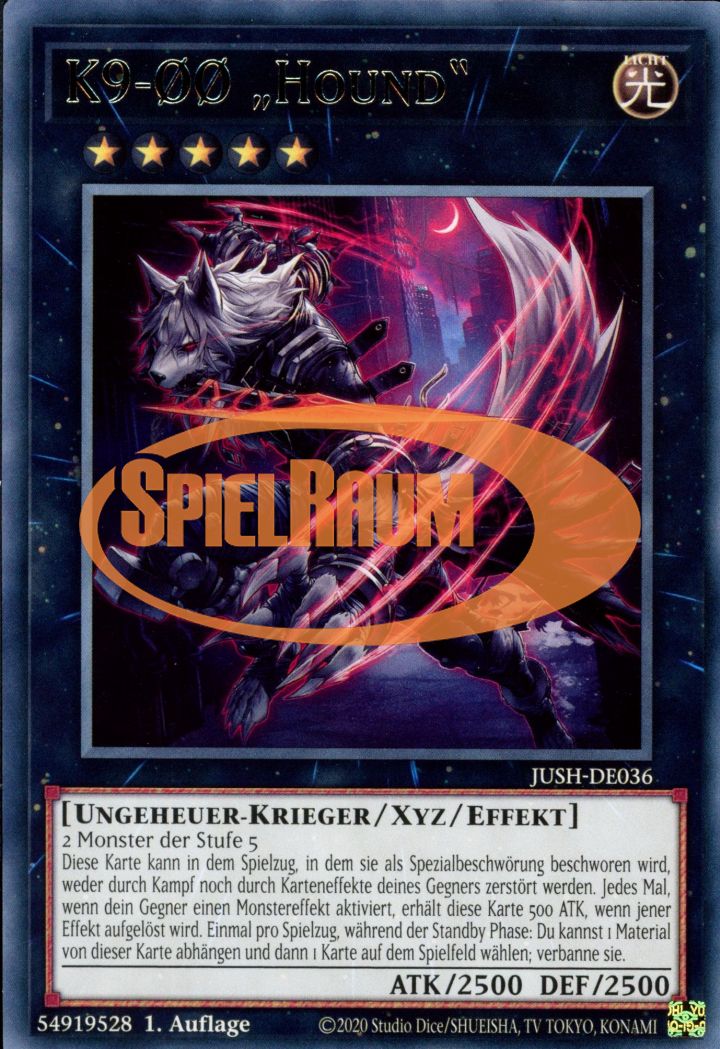 K9-ØØ "Hound" (V.2 - Super Rare) Single: Yu-Gi-Oh! Justice Hunters Einzelkarte