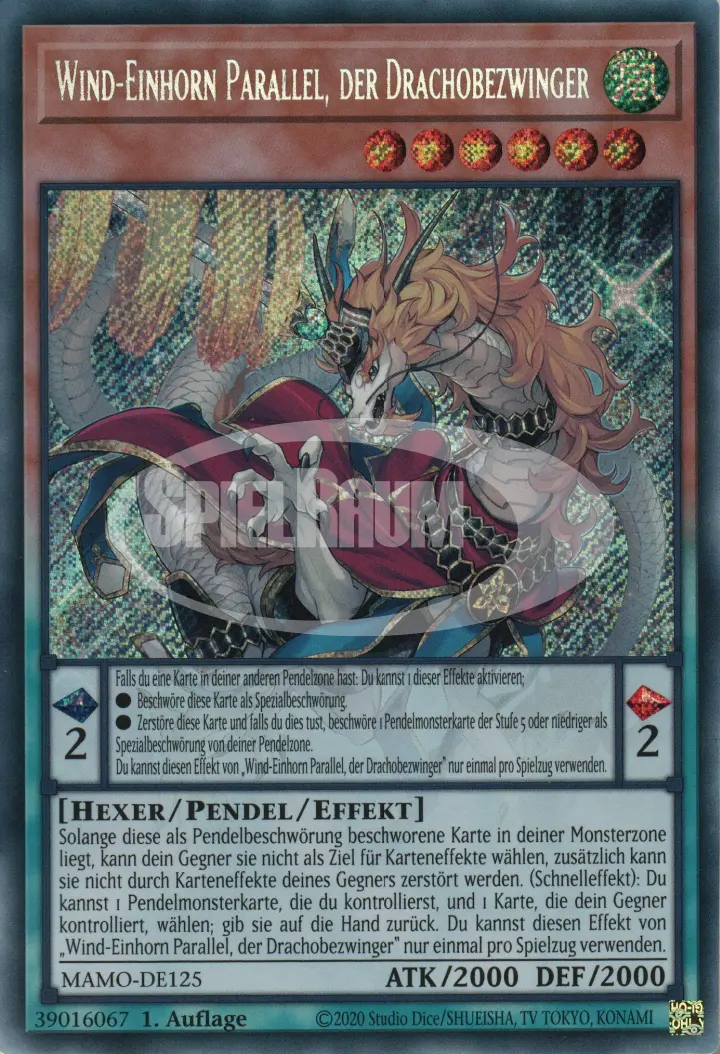 Wind Unicorn Parallel, the Dracoslayer (V.1 - Secret Rare)