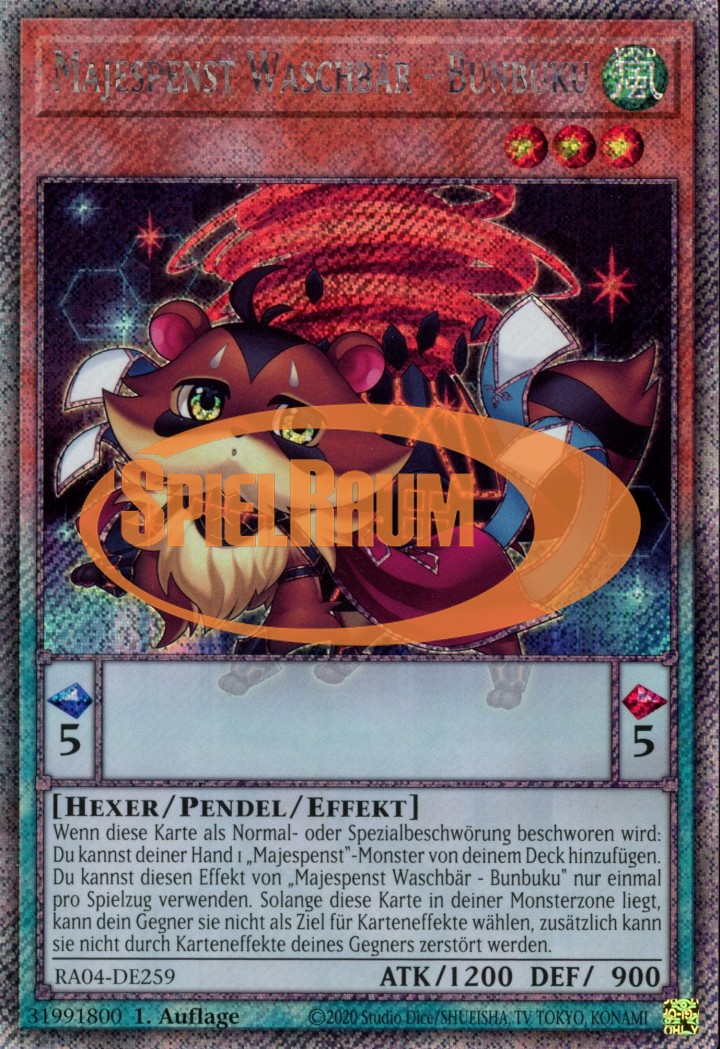 Majespecter Raccoon - Bunbuku (V.1 - Platinum Secret Rare)
