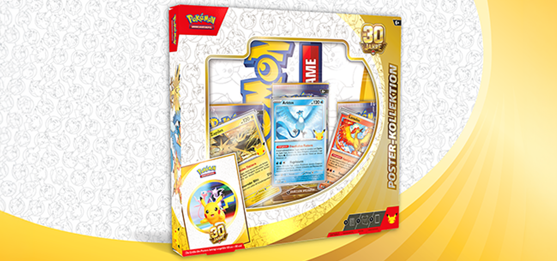 30 Jahre Pokemon jubiläum Poster-Kolleltion mit Pikatchu
