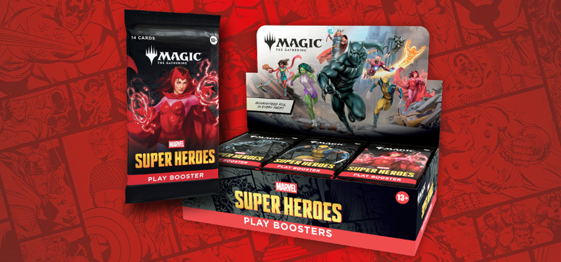 magic: the gathering marvel super heroes play booster und booster display mit wanda black pantha wolverien she hulk und iron man