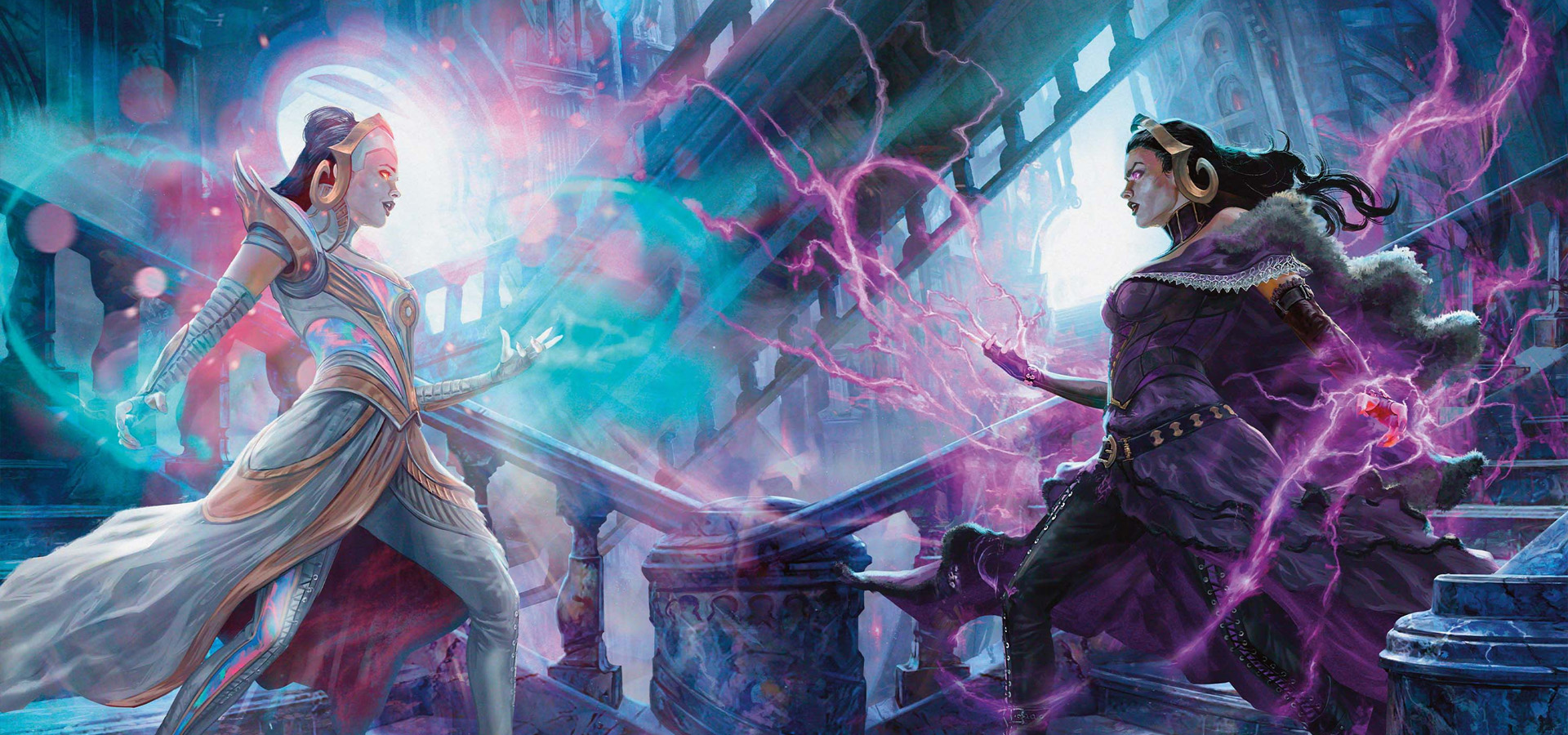 liliana the faultless aus dem magic: the gathering set reality fracture steht lilliana the repentent gegenüber