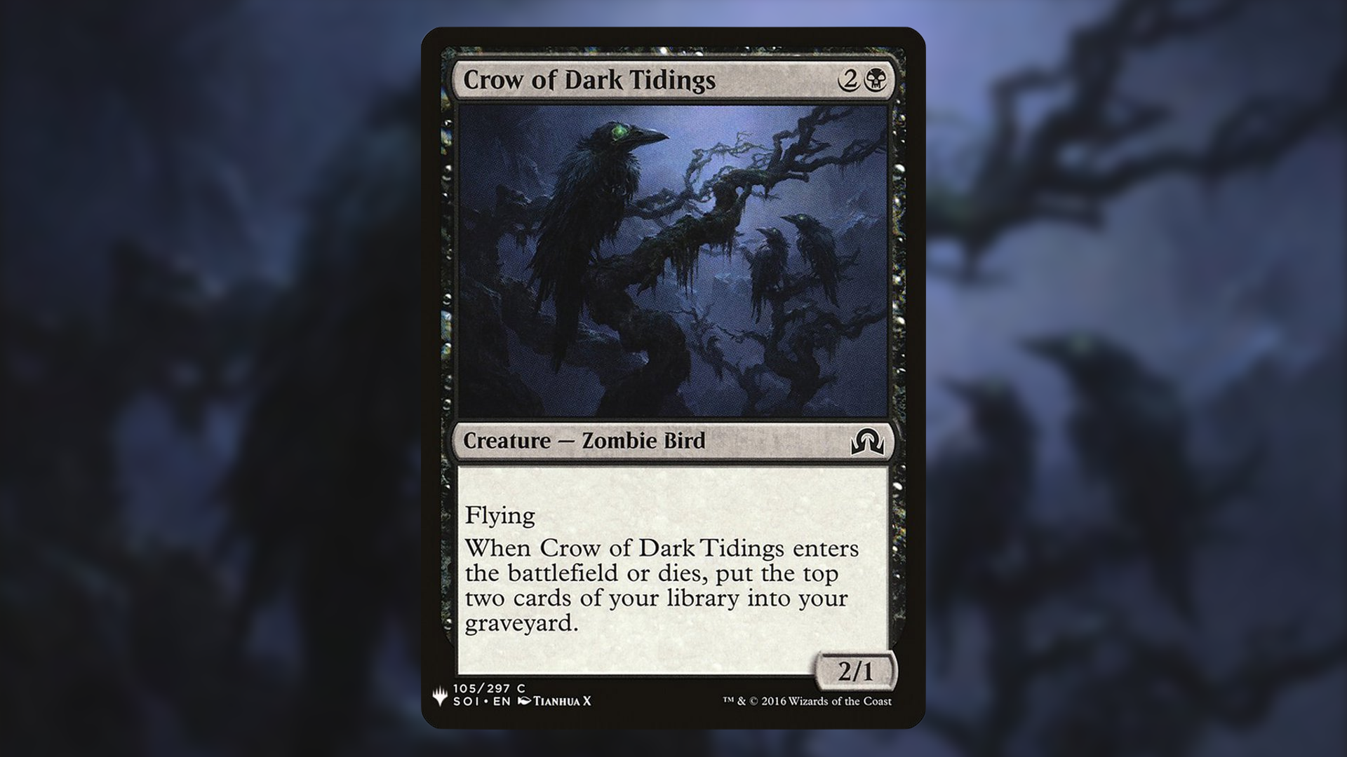 Magic-Karte Crow of Dark Tidings, schwarzer Zombie-Vogel